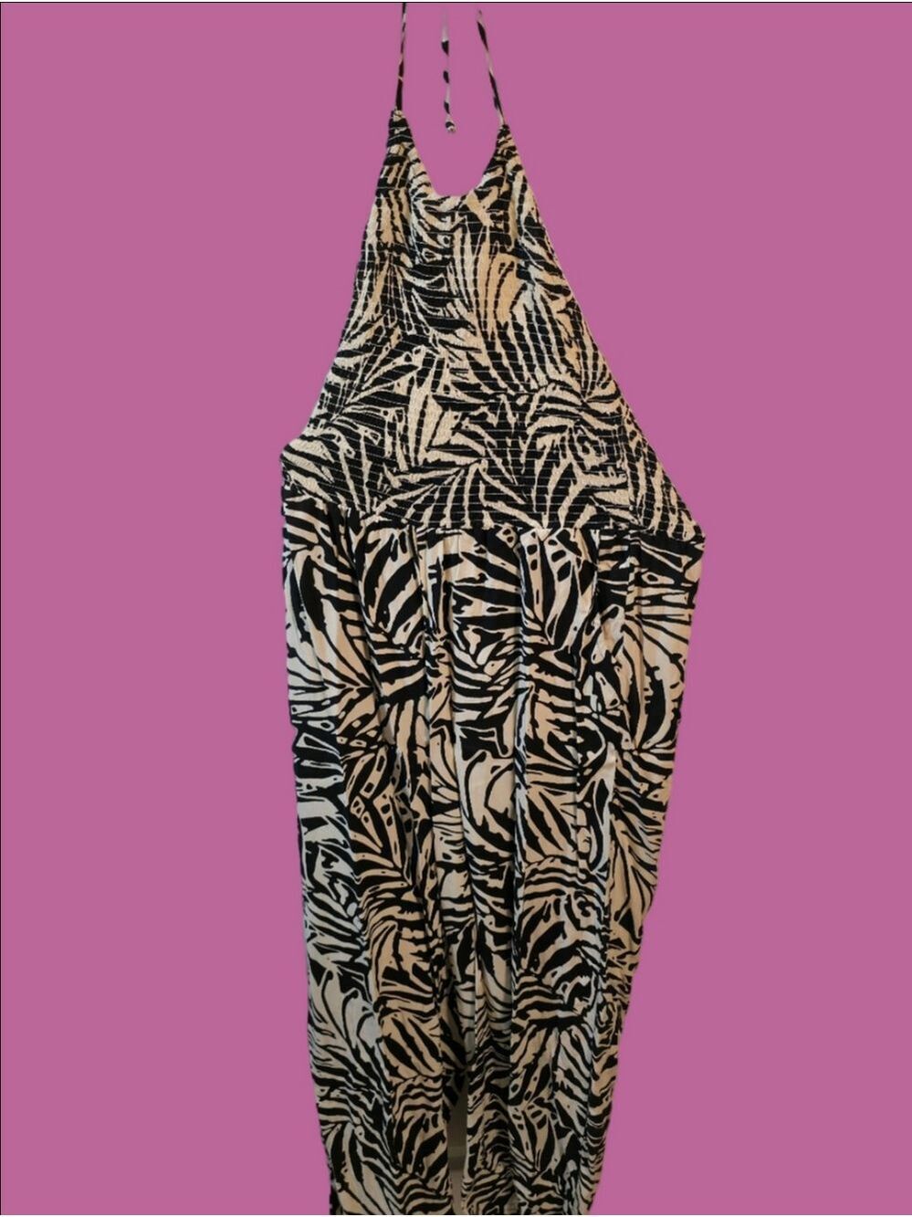 4/$67 Deal! Patrons of Peace Black and White Halter Jumpsuit